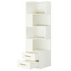 Resenkos Bookshelf, Bookcase Standing Shelf Unts,66.9" L-Shaped Bookshelf, Corner Bookcase With 5-Tier Shelf And 2 Drawers,White - 3 of 4