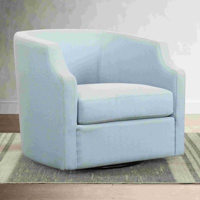 CAVINAS Linen Swivel Barrel Accent Chair with Curved Backrest,Cozy Upholstered Swivel Living Room Chair,Reading Chairs for Living Room