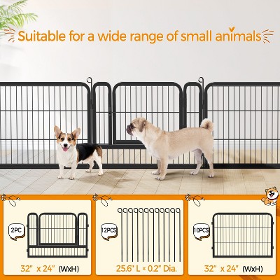 Black Heavy Duty Metal 12-Panel Pet Playpen