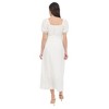 August Sky Women's Smocked Square Neckline Puff Sleeve Midi Dress - 2 of 4