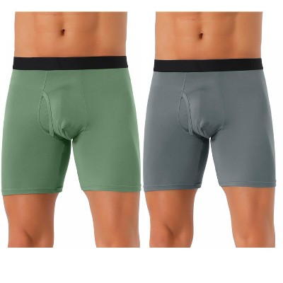 INSPIRE CHIC Men's 2 Pack Lightweight Soft Stretch Open-fly Basic Boxer Briefs