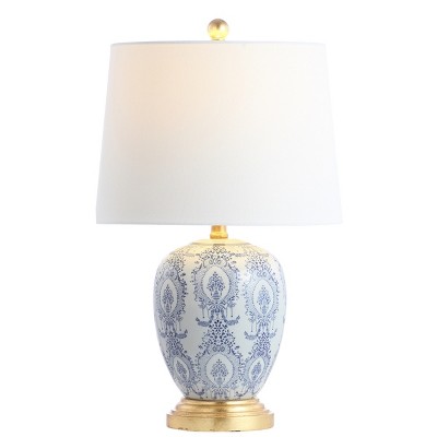 Kalel Blue and White Ceramic Table Lamp Set with Empire Shade