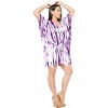 LA LEELA Women's House Daily Routine Evening Wear Holiday Casual Loungewear Oversize Caftan Knee Length Housecoat 2X-3X Purple, Tie Dye Design - 4 of 4