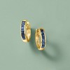 Ross-Simons 0.80 ct. t.w. Square-Cut Sapphire Huggie Hoop Earrings in 14kt Yellow Gold - 4 of 4