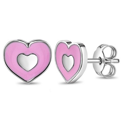 Girls' Groovy Heart Standard Sterling Silver Earrings - In Season Jewelry