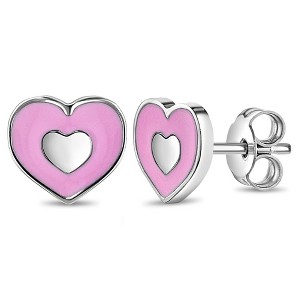 Girls' Groovy Heart Standard Sterling Silver Earrings - In Season Jewelry - 1 of 3