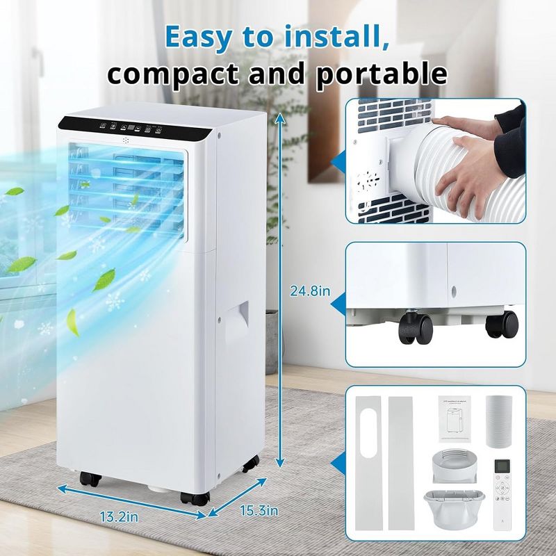 8000Btus Portable Air Conditioner With LED Touch Screen/3-in-1 Function/Casters, 2 of 7