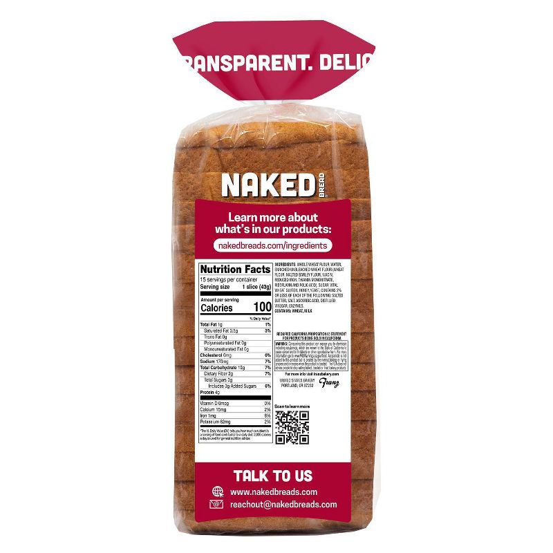 Naked Bread Honey Wheat Sandwich Bread - 22.5oz, 5 of 7