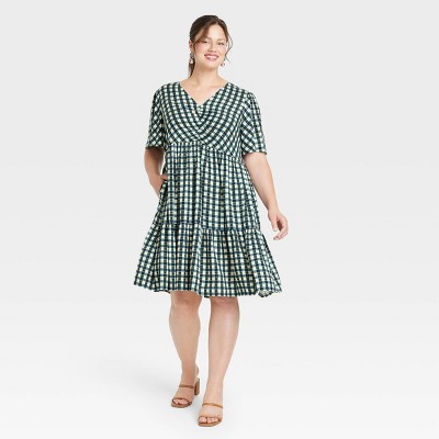 Women's Plus Size Flutter Short Sleeve Dress- Ava & Viv™