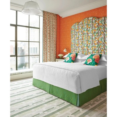 Green and White Cotton Flatweave Rectangular Rug 2' x 3'