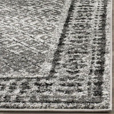 Ivory and Gray Floral Motif Rectangular Area Rug 6' x 9'