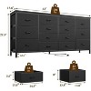 Homhougo 63" W Dresser Tv Stand for 65 70 75 Inch Tv, 14 Drawer for Bedroom with Power Outlets, Large Long Fabric Dresser Entertainment Center, Black - 2 of 4