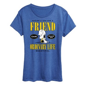 Women's - Peanuts - Dog Friend Make Ordinary Life Beautiful Short Sleeve Graphic T-Shirt - 1 of 4