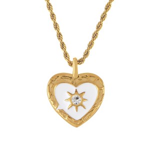 Anna-Kaci Stylish Adjustable Gold Toned Star Moon Sun Heart Zircon Pendant Necklace - 1 of 4