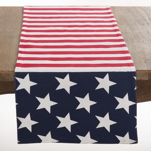 Saro Lifestyle Cotton Table Runner With American Flag Design - image 1 of 4