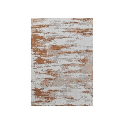 HomeRoots 4' X 6' Gray and Brown Abstract Printed Washable Non Skid Area Rug