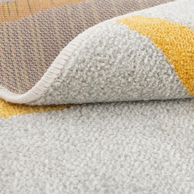 Whimsy Gray and Yellow Round Kids Synthetic Rug