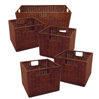 '42'' 5 Piece Wire Baskets with Wide Shelf Espresso - Winsome'