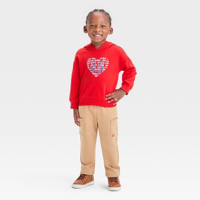 Toddler Boys' Love Is All You Need French Terry Sweatshirt and Jogger Pants Set - Cat & Jack™ Red/Brown