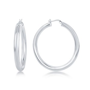 Bella Silver Sterling Silver 5x50mm High-Polished Hoop Earrings - Silver - 1 of 2
