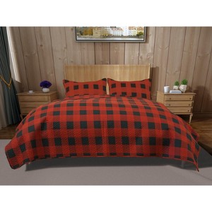 Buffalo Check Quilt Set F/Q - Black/Red - 1 of 1