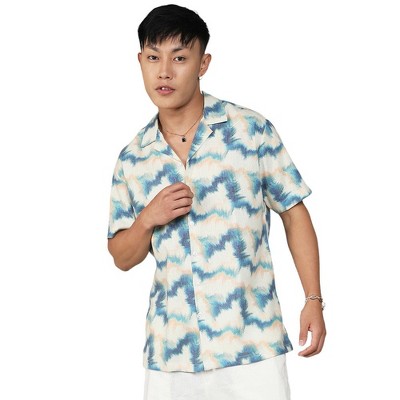 Campus Sutra Men Men's Navy Blue & Off-White Ombre Lined Shirt