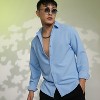 Campus Sutra Men Men's Baby Blue Stripe-Creased Shirt - 2 of 4
