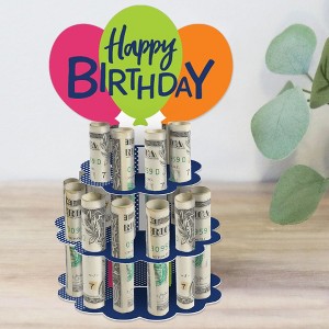 Big Dot of Happiness Cheerful Happy Birthday - DIY Colorful Birthday Party Money Holder Gift - Cash Cake - 1 of 4
