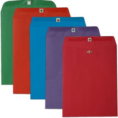 JAM Paper 10x13 Open End Catalog Colored Envelopes w/Clasp Closure Asst Colors 87427