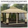 Resenkos Outdoor Garden Gazebo, Sunshade Gazebo Canopy,10' x 12' Double Roof Patio Gazebo Canopy, Outdoor Gazebo Shelter with Netting & Curtains Beige - 2 of 4