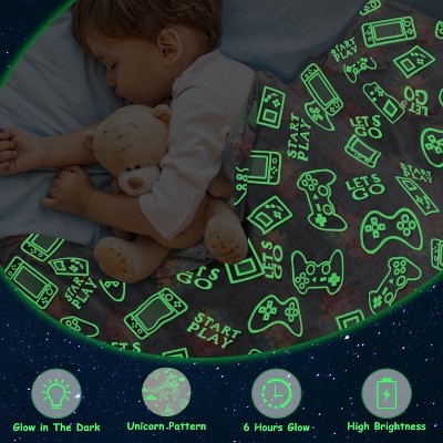 Glow-in-the-Dark Gamer Fleece Blanket for Boys