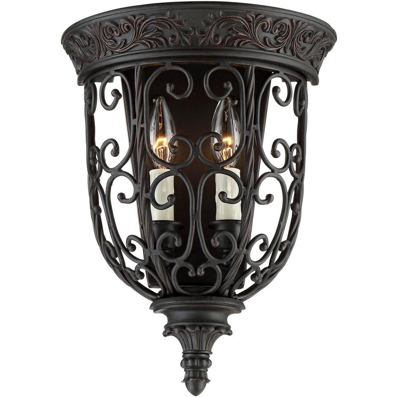 Franklin Iron Works French Scroll Rustic Wall Light Sconce Rubbed Bronze Hardwire 10 1/2" Fixture for Bedroom Bathroom Vanity Reading Living Room Home, 1 of 7