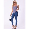 cheibear Women's Basic V Neck Sleeveless Camisoles Spaghetti Strap Tank Pajama Tops - 3 of 4