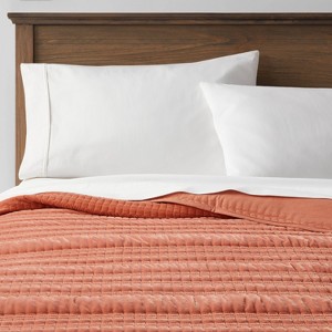 Full/Queen Lofty Velvet Quilt Terracotta/Bronze - Threshold™: OEKO-TEX Certified, Machine Washable, All Ages - 1 of 4