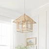 Modern Pendant Light with Pagoda Cage Shade, Bamboo Woven Hanging 1-Light for Kitchen Island - 3 of 4