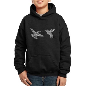 LA Pop Art Hummingbirds - Boy's Word Art Hooded Sweatshirt - 1 of 4