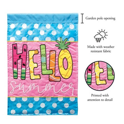 Hello Summer Pink and Blue Polyester Garden Flag