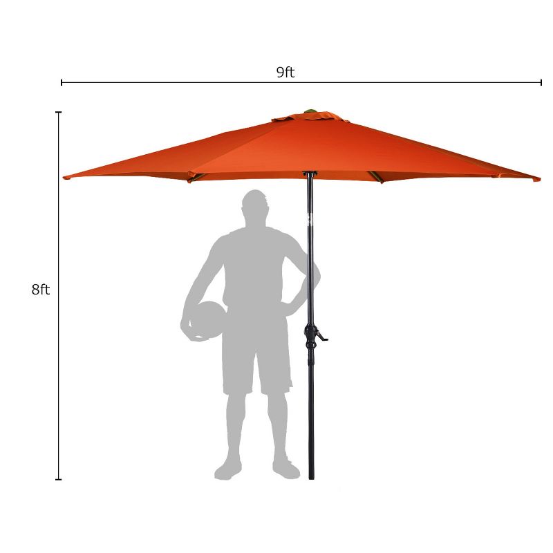 Costway 9FT Patio Umbrella Patio Market Steel Tilt W/ Crank Outdoor Yard Garden Orange, 5 of 11
