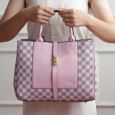 MKF Collection Satchel Vegan Leather Bag Circular Print with Wallet 2-Piece Set, Yuliana | MKF Collection by Mia K – Pink — фото 3