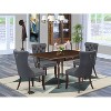 5-Piece Mahogany Finish Solid Wood Top - Rectangular Upholstered Dining Room Set  - Seats 4 - 2 of 4