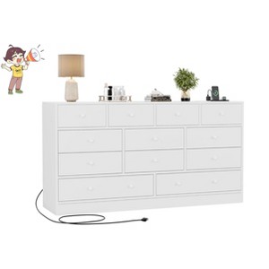 Jojoka Wide 12 Drawer Dresser with Power Strip, Wooden Clothes Storage Chest for Bedroom, Hallway, Closet, Organizer Cabinet - 1 of 4