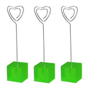 Unique Bargains Metal Resin Cube Base Heart Shape Pictures Memo Place Card Holder 3 Pcs - 1 of 4
