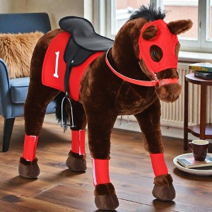 Mshliw Ride-On Horse Toy for Kids Ages 3–8, Realistic Horse, Soft Plush Ride-On Animal with Saddle & Stirrups, Birthday Gift, Christmas gift - 1 of 4