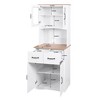 LOVSON Wooden Kitchen Storage Cabinet with Framed Glass Doors and Drawer,Microwave Pantry Unit,White - 3 of 4