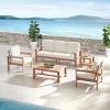 Wood Frame 4Piece Outdoor Sofa Set 3Seater Lounge + Accent Chairs & Ribbed Table - 2 of 4