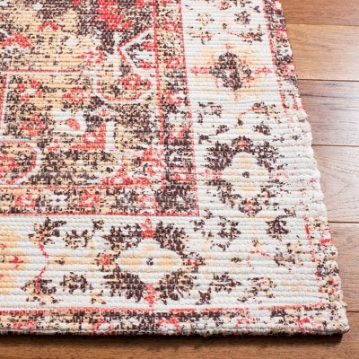 Saffron Ivory & Red Hand-Loomed Cotton Blend 3x5 Area Rug