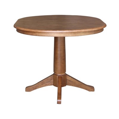 Eco-Friendly Distressed Oak Round Extendable Counter Table