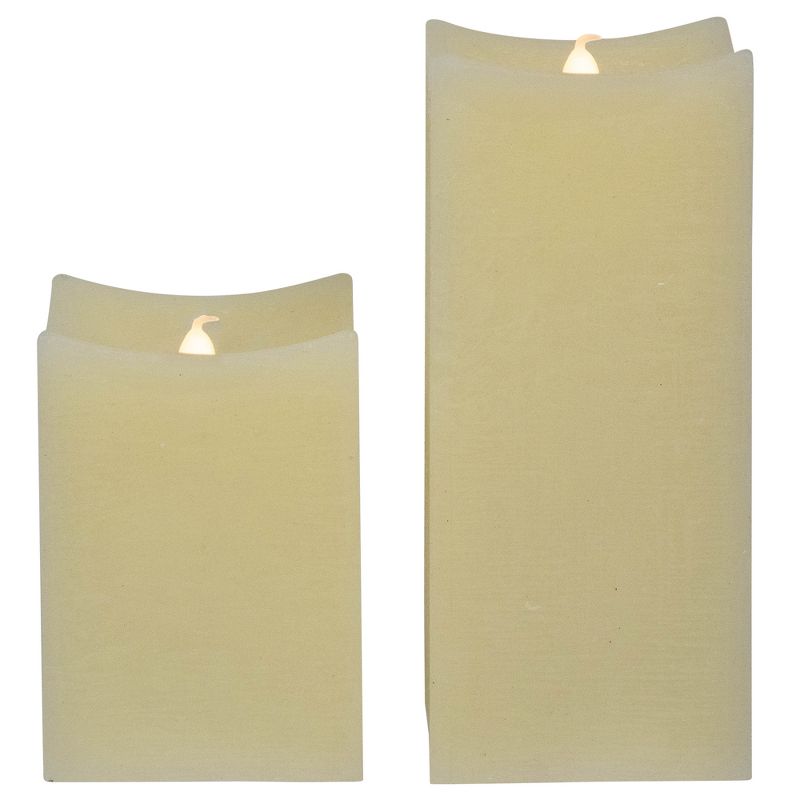 Northlight Set of 2 Cream Rectangular LED Flickering Flameless Wax Candles 8", 5 of 7