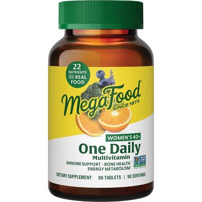 MegaFood Women's 40+ One Daily Multivitamin w/ Vitamin B12, Vitamin B6, Vitamin C, Vitamin D, Zinc & Iron - Immune & Bone Health, Vegetarian, 90 Tabs.