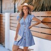 Women's Striped Button-Down Ruffle Sleeve Shirt Dress - Cupshe - 2 of 4